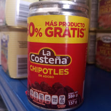 Load image into Gallery viewer, La costeña Chipotles en adobo 286g
